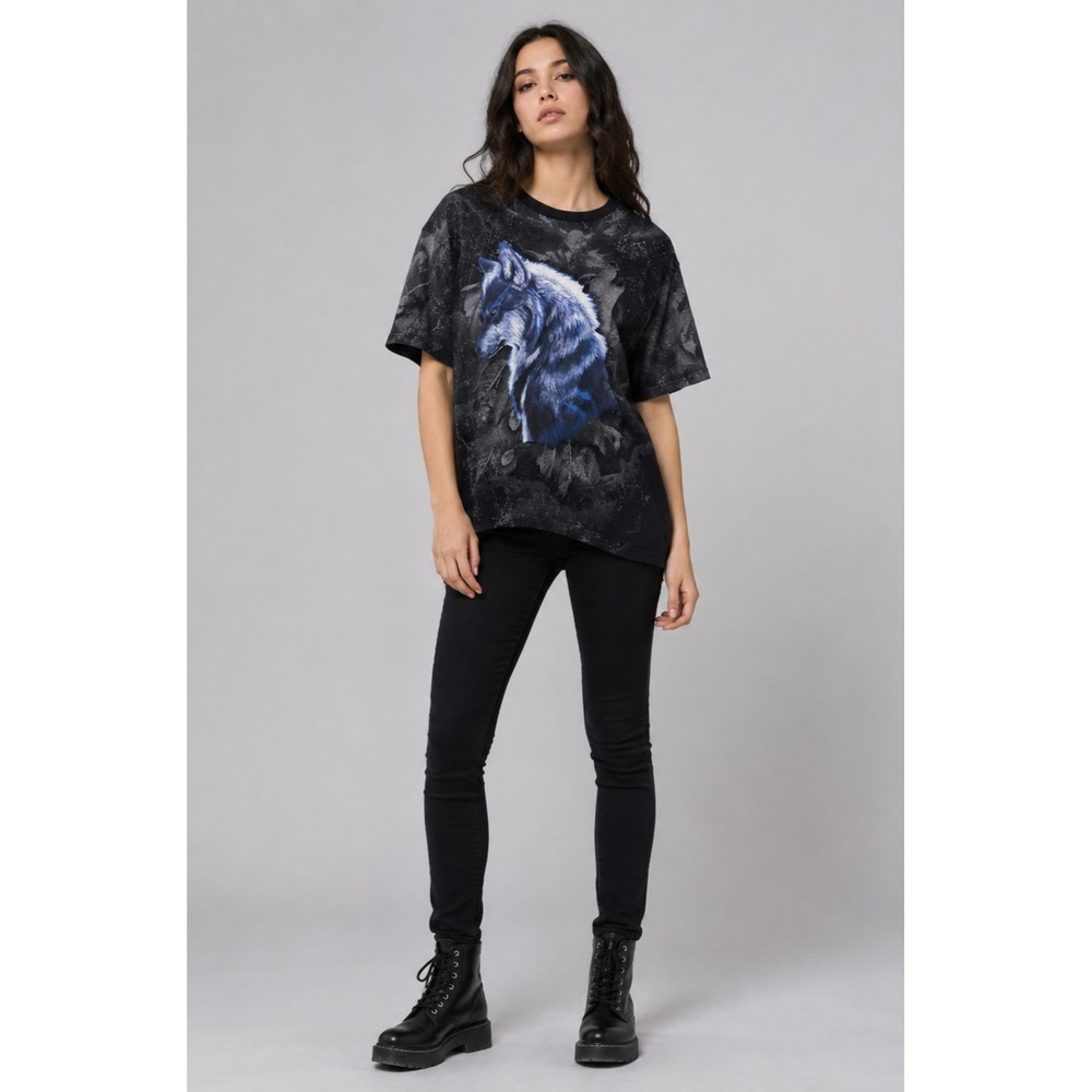 Vintage‎ Buffalo Outdoors T-Shirt 2XL Gray Wolf Graphic Print 100% Cotton